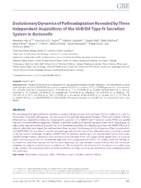 Evolutionary Dynamics of Pathoadaptation Revealed by Three Independent Acquisitions of the Virb/D4 Type IV Secretion System in Bartonella