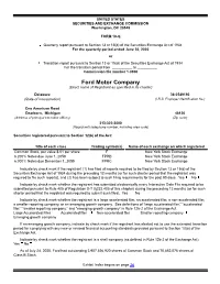 Ford Motor Company (Exact Name of Registrant As Specified in Its Charter)