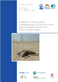 Guidelines on How to Avoid Or Mitigate Impact of Electricity Power Grids on Migratory Birds in the African-Eurasian Region