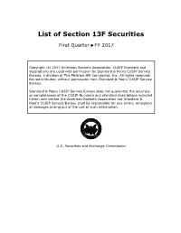 List of Section 13F Securities