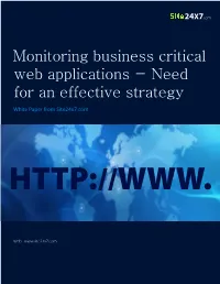 Monitoring Business Critical Web Applications - Need for an Effective Strategy