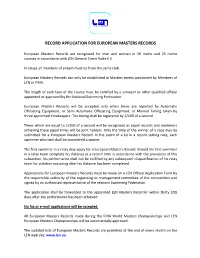 Record Application for European Masters Records