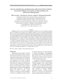 Selection, Identification and Optimization of the Growth Water Probiotic Consortium of Mangrove Ecosystems As Bioremediation and Biocontrol in Shrimp Ponds
