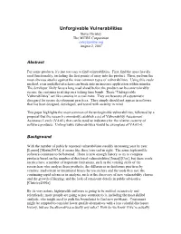 Unforgivable Vulnerabilities Steve Christey the MITRE Corporation Coley@Mitre.Org August 2, 2007