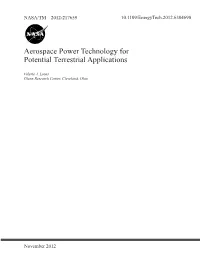 Aerospace Power Technology for Potential Terrestrial Applications