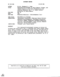Annotated Bibliography of South Dakota, Pioneer, and Indian Fiction in the Youth Collection of the Learning Resources Lab, I