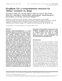 Drugbank 3.0: a Comprehensive Resource for 'Omics' Research On