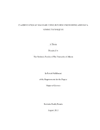 Classification of Malware Using Reverse Engineering and Data