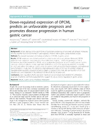 Down-Regulated Expression of OPCML Predicts an Unfavorable