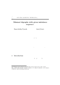 Minimal Digraphs with Given Imbalance Sequence