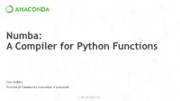 Numba: a Compiler for Python Functions
