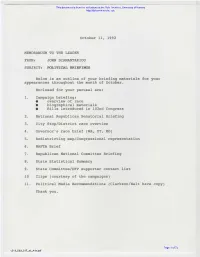 October 11, 1992 MEMORANDUM to the LEADER FROM: JOHN