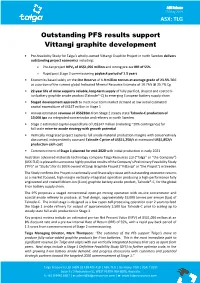 Outstanding PFS Results Support Vittangi Graphite Development