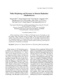 Pollen Morphology and Taxonomy in Malesian Phyllanthus (Phyllanthaceae)