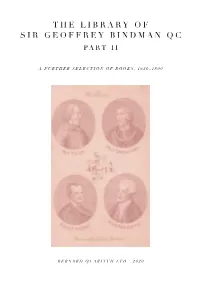 The Library of Sir Geoffrey Bindman Part II, 1620-1800