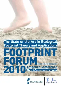The State of the Art in Ecological Footprint Theory and Applications FOOTPRINT