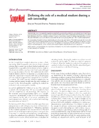 Defining the Role of a Medical Student During a Sub-Internship