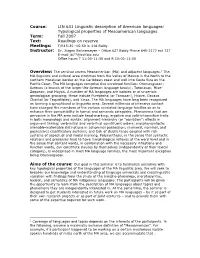 LIN 631 Linguistic Description of American Languages
