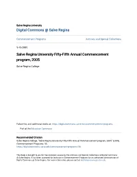 Salve Regina University Fifty-Fifth Annual Commencement Program, 2005