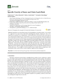Specific Gravity of Inner and Outer Larch Bark