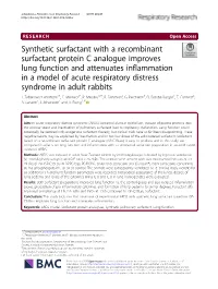 Synthetic Surfactant with a Recombinant Surfactant Protein C Analogue Improves Lung Function and Attenuates Inflammation in a Mo