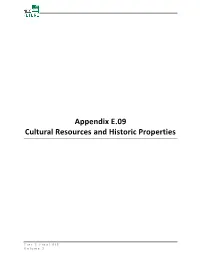 Volume 2 APPENDIX E.09 CULTURAL RESOURCES and HISTORIC PROPERTIES – ERRATA SHEET