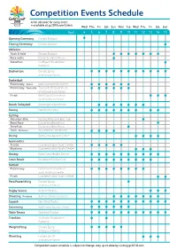 Competition Events Schedule