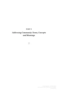 Part 1 Addressing Community: Terms, Concepts and Meanings