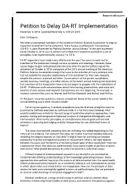 Petition to Delay DA-RT Implementation November 3, 2015 [Updated November 6, 2:00 Pm EST]