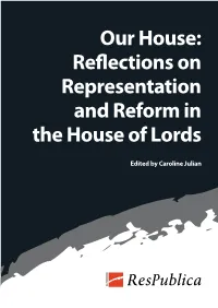 Reflections on Representation and Reform in the House of Lords