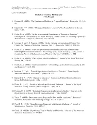 Statistical Inference Bibliography 1920-Present 1. Pearson, K
