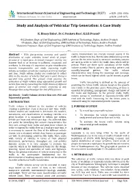 Study and Analysis of Vehicular Trip Generation: a Case Study