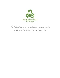 The Following Report Is No Longer Current, and Is to Be Used for Historical Purposes Only