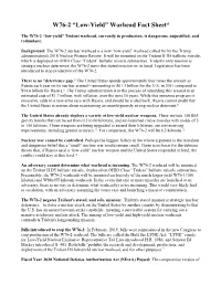 W76-2 “Low-Yield” Warhead Fact Sheet*