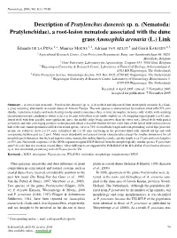 Description of Pratylenchus Dunensis Sp. N. (Nematoda: Pratylenchidae