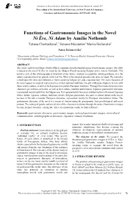 Functions of Gastronomic Images in the Novel Ni Ève, Ni Adam By