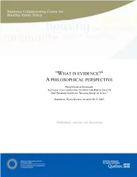 "What Is Evidence?" a Philosophical Perspective