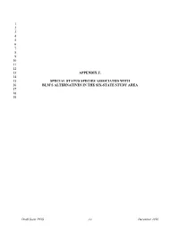 1 2 3 4 5 6 7 8 9 10 11 12 Appendix J: 13 14 Special Status
