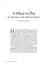 A Mind at Play an Interview with Martin Gardner