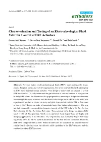 Characterization and Testing of an Electrorheological Fluid Valve for Control of ERF Actuators