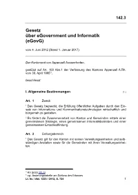 Gesetz Über Egovernment Und Informatik (Egovg) Vom 4