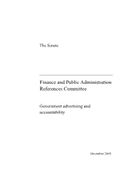 Inquiry Into Government Advertising and Accountability with Amendments to Term of Reference (A)