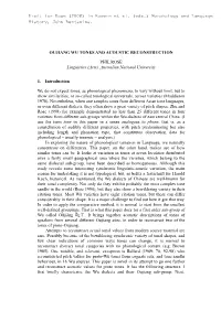 Oujiang Wu Tones and Acoustic Reconstruction