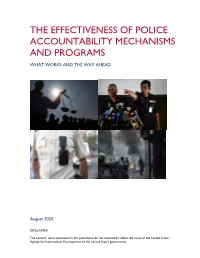 The Effectiveness of Police Accountability Mechanisms and Programs What Works and the Way Ahead