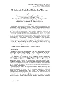 The Similarity for Nominal Variables Based on F-Divergence