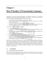 Chapter 1 Basic Principles of Programming Languages