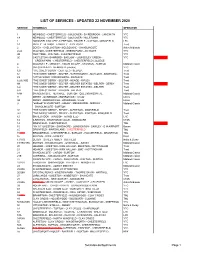 List of Services - Updated 22 November 2020