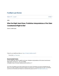 Prohibitive Interpretations of the State Constitutional Right to Bail