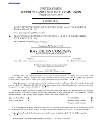 RAYTHEON COMPANY (Exact Name of Registrant As Specified in Its Charter) ______