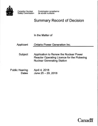 Summary Record of Decision